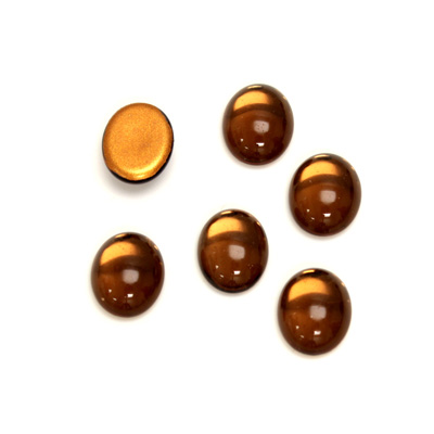 Glass Medium Dome Foiled Cabochon - Oval 10x8MM SMOKE TOPAZ