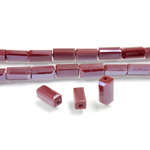 Chinese Cut Crystal Bead - Rectangle 06.5x3.5MM OPAQUE RED LUMI COAT