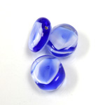Glass Lampwork Bead - Round Coin 16MMBLUE WHITE 92173