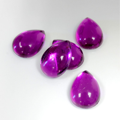 Plastic Flat Back Foiled Cabochon - Pear 14x10MM AMETHYST