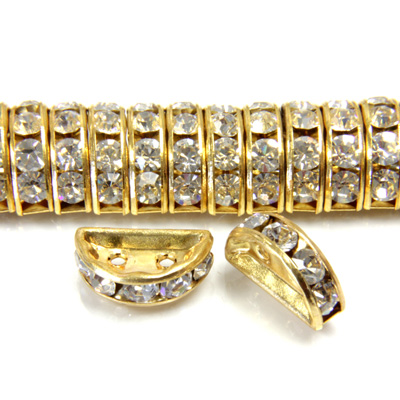 Czech Rhinestone Rondelle - Half Moon 13X6MM CRYSTAL-GOLD