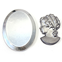 German Glass Cameo Head - Woman's Head with separate Oval 40x30MM PLASTIC BASE