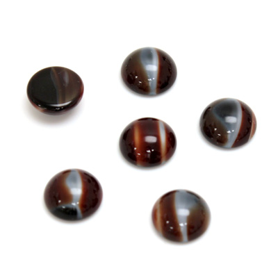 Glass Medium Dome Cabochon - Round 09MM TIGEREYE RED