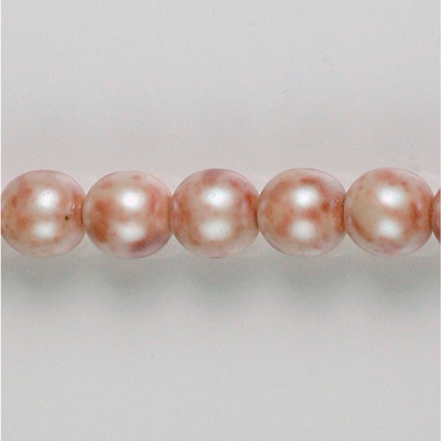 Czech Glass Pearl Bead - Round 08MM PATINA SALMON 84176