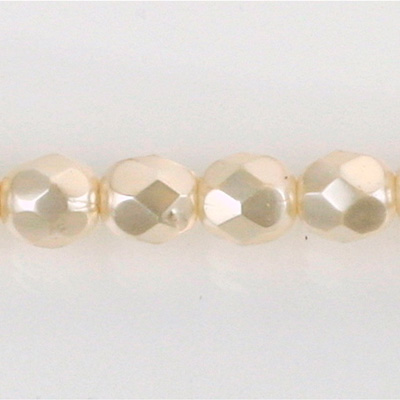 Czech Glass Pearl Faceted Fire Polish Bead - Round 08MM DARK ROSE 70425