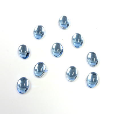 Plastic Flat Back Foiled Cabochon - Oval 06x4MM LT SAPPHIRE