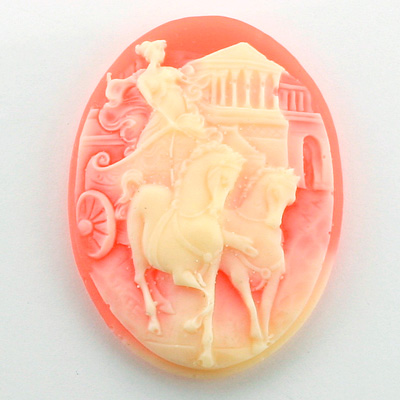 Plastic Cameo - Charioteer Oval 40x30MM IVORY ON CORNELIAN