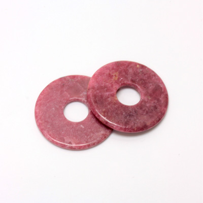 Gemstone Bead - Donut Round Smooth 35MM RHODONITE