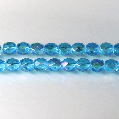 Czech Glass Fire Polish Bead - Round 06MM AQUA AB