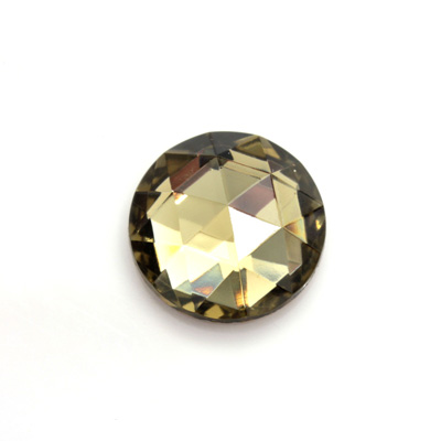 Glass Flat Back Foiled Rauten Rose - Round 18MM BLACK DIAMOND