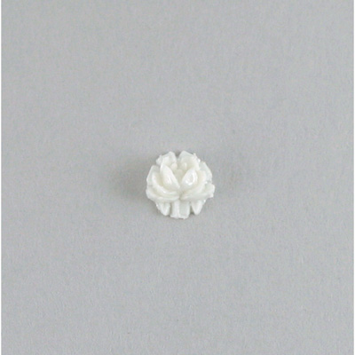Plastic Carved No-Hole Flower - Rosebud 06.5MM WHITE