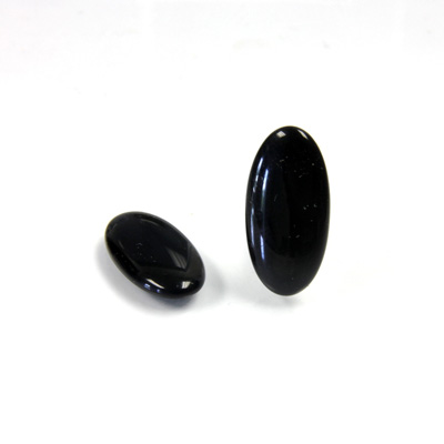 Glass Low Dome Buff Top Cabochon - Oval 18x9MM JET