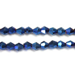 Chinese Cut Crystal Bead - Bicone 04x4MM BLUE METALLIC