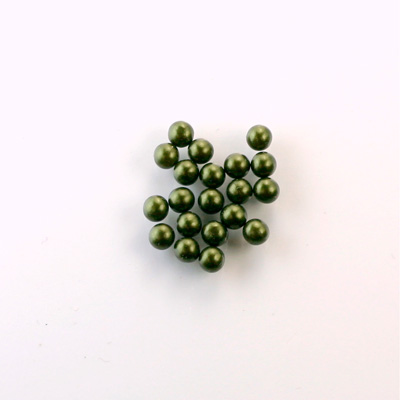 Czech Glass Pearl No-Hole Ball - 2MM HUNTER GREEN 70958