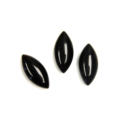 Gemstone Cabochon - Navette 15x7MM BLACK ONYX