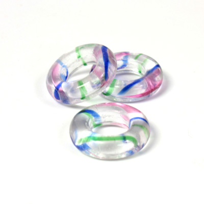 Czech Pressed Glass Ring - 14MM STRIPED CRYSTAL