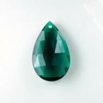 German Plastic Pendant -Transparent Faceted Pear 25x18MM EMERALD