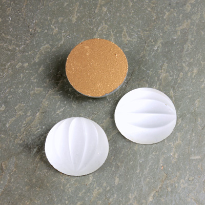 Glass Cabochon Ribbed Foiled - Round 15MM MATTE CRYSTAL