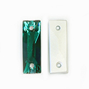 Preciosa Crystal Flat Back 2-Hole Sew-On Foiled Stone - Slim Baguette 18x6 MM EMERALD