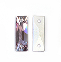 Preciosa Crystal Flat Back 2-Hole Sew-On Foiled Stone - Slim Baguette 18x6 MM LIGHT AMETHYST