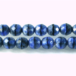 Czech Glass Fire Polish Bead - Round 08MM TIGEREYE BLUE