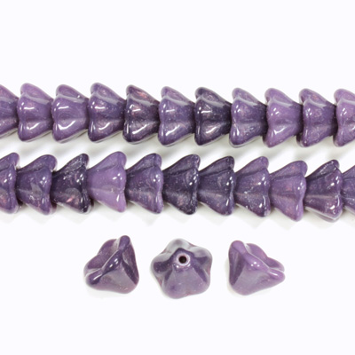 Czech Pressed Glass Bead - Tulip 06x8MM OPAL AMETHYST