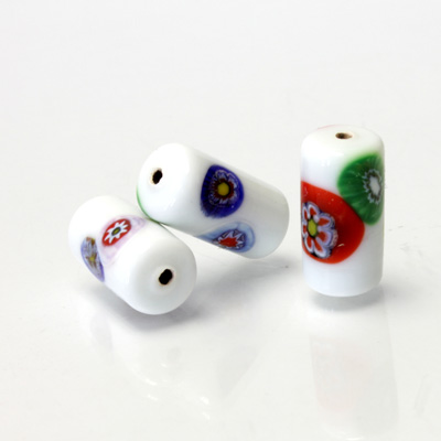 Glass Lampwork Bead - Tube Smooth 16x6MM VENETIAN WHITE