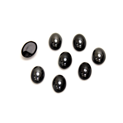 Glass Medium Dome Cabochon - Coated Oval 07x5MM HEMATITE