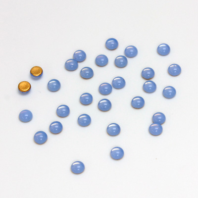 Glass Medium Dome Foiled Cabochon - Round 03MM OPAL BLUE