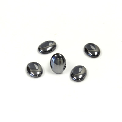 Glass Low Dome Buff Top Cabochon - Oval 08x6MM HEMATITE