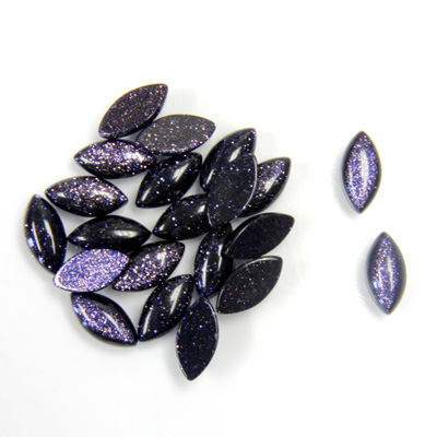 Man-made Cabochon - Navette 08x4MM BLUE GOLDSTONE