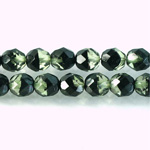 Czech Glass Fire Polish Bead - Round 08MM DYED TURMALINE-BLACK