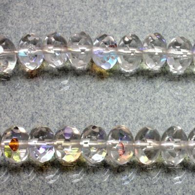 Czech Glass Fire Polish Bead - Rondelle Donut 09x6MM CRYSTAL AB