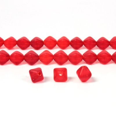 Czech Pressed Glass Bead - Smooth Bicone 06MM MATTE RUBY