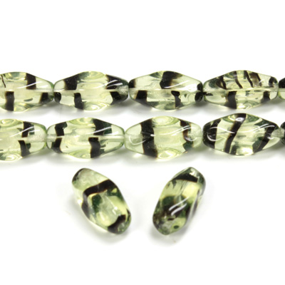 Czech Pressed Glass Bead - Baroque Oblong 12x7MM YELLOW TORTOISE