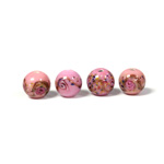 Czech Glass Lampwork Bead - Smooth Round 08MM Flower ON PINK (7303)