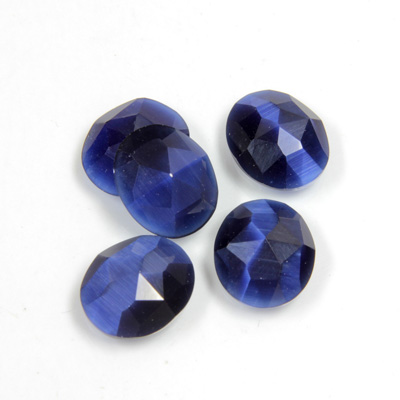 Fiber-Optic Flat Back Cabochon - Rauten Rose Oval 12x10MM CAT'S EYE BLUE