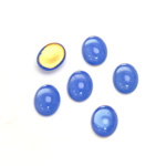 Glass Medium Dome Foiled Cabochon - Oval 10x8MM OPAL BLUE