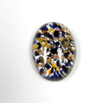 Glass Medium Dome Lampwork Cabochon - Oval 25x18MM MULTI GOLD SILVER with  AVENTURINE (04266)