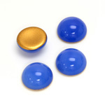 Glass Medium Dome Foiled Cabochon - Round 13MM OPAL BLUE