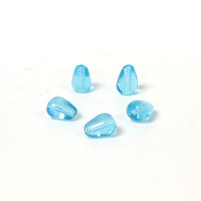 Czech Pressed Glass Bead - Smooth Pear 07x5MM AQUA