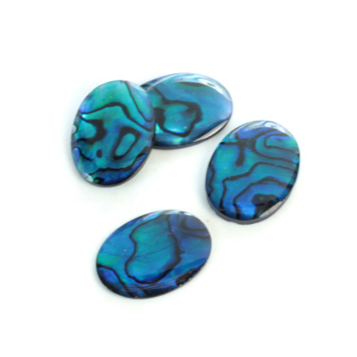 Shell Flat Back Epoxy Coated Buff Top Stone - Oval 18x13MM PAUA BLUE