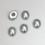 Glass Medium Dome Pearl Dipped Cabochon - Oval 12x10MM LIGHT GREY