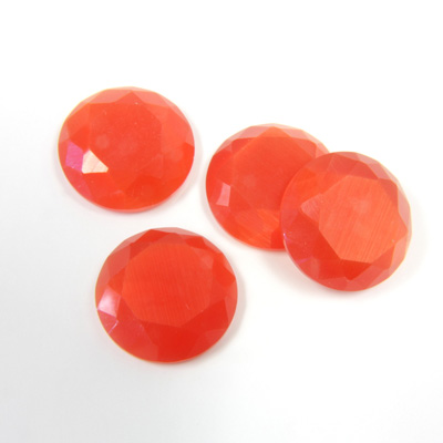 Fiber-Optic Flat Back Stone with Faceted Top and Table - Round 13MM CAT'S EYE ORANGE