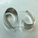 Wedding Band Hoop Earrings with Post 40x26MM Steel Nickel Plated