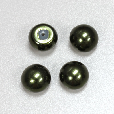 Glass High Dome Cabochon Pearl Dipped - Round 14MM HUNTER GREEN