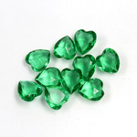 Glass Point Back Tin Table Cut (TTC) Unfoiled - Heart Shape 09x8MM EMERALD