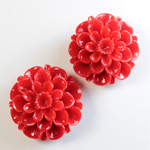 Plastic No-Hole Flower - 4 Layer  25MM RED