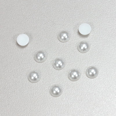 Plastic Medium Dome Pearl Cabochon - Round 06MM WHITE