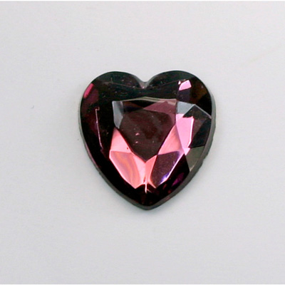 Glass Flat Back Rose Cut Fancy Foiled Stone  - Heart 18x16MM AMETHYST